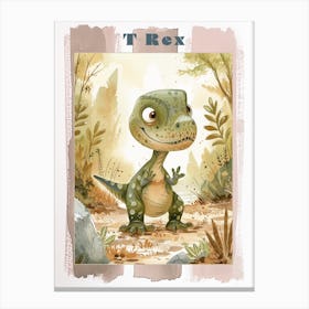 Cute T Rex Dinosaur Illustration 2 Poster Canvas Print