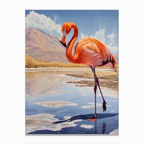 Greater Flamingo Salar De Atacama Antofagasta Tropical Illustration 1 Canvas Print