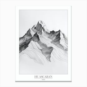 Huascaran Peru Line Drawing 3 Poster Canvas Print