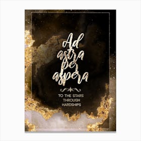 Ad Astra Per Aspera Gold Star Space Motivational Quote Canvas Print
