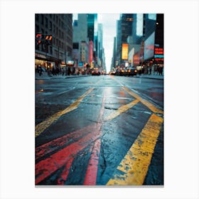 Chalk Drawn Directional Arrows And Associated Marks Vibrant Hues Clashing On The Rough Asphalt Str (2) Canvas Print