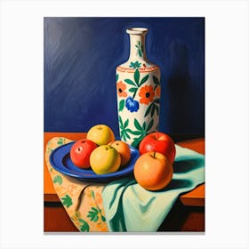 Still Life With Apples And Vase Canvas Print