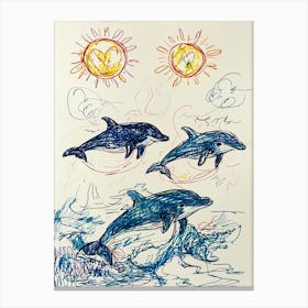 Dolphins In The Sun Canvas Print