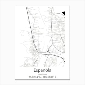 Espanola,United States Minimalist Map Canvas Print