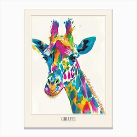 Giraffe Colourful Watercolour 2 Poster Canvas Print