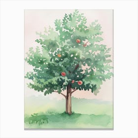 Peach Tree Atmospheric Watercolour Painting 4 Canvas Print