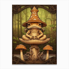 Wood Frog On A Throne Storybook Style 4 Canvas Print