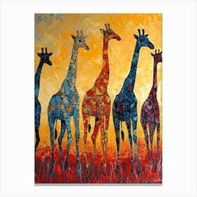 Warm Colourful Giraffes In The Sunny Landscape 6 Canvas Print