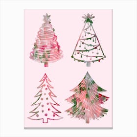 Christmas Trees. Pink Christmas Whimsical Canvas Print