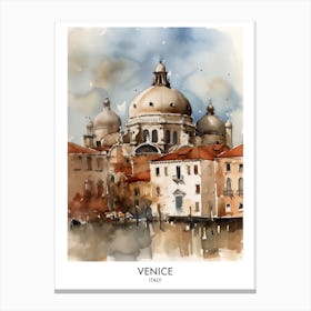Venice Italy Watercolour Travel Poster Canvas Print