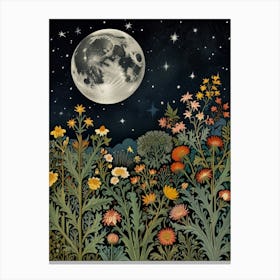 Moonlight In The Meadow Style William Morris 2 Art Print 2 Canvas Print