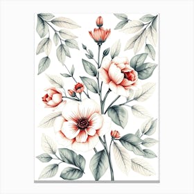 Watercolor Floral Painting Canvas Print