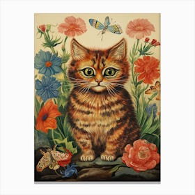 Botanical Ginger Cat, Louis Wain Canvas Print