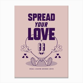 Retro Wall Art Vintage Decor Retro Cartoon Printable Art Retro Spread Your Love Apartment Decor Trendy Retro Poster Canvas Print