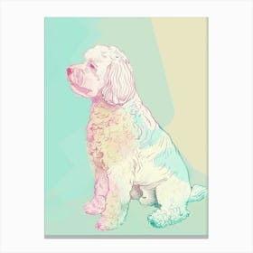 Bichon Frise Dog Pastel Line Watercolour Illustration 1 Canvas Print