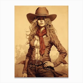 Vintage Style Cowgirl 4 Canvas Print
