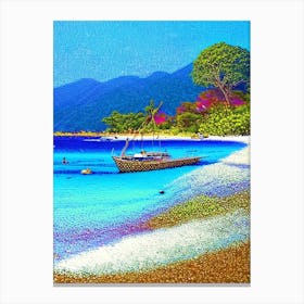 Gili Air Indonesia Pointillism Style Tropical Destination Canvas Print