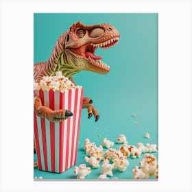 Toy Dinosaur Eating Popcorn 3 Canvas Print