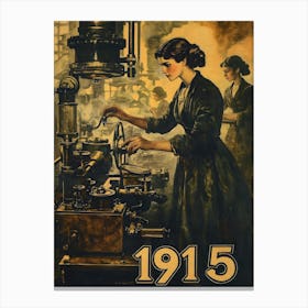 Aihrgdesign A Vintage Poster Showing Women Working In Factori 1190277c E88e 4d2a 80ce 7416de5c8e8f 1 Canvas Print