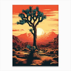  Retro Illustration Of A Joshua Tree At Sunset 2 Canvas Print
