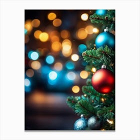 Christmas Tree Ball Background Holiday Merry Celebration Pine Ornament Glow Happy Design (8) Canvas Print