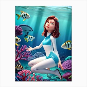 Mermaid Underwater Canvas Print
