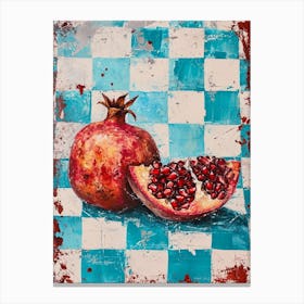Pomegranate Checkered Blue  1 Canvas Print