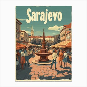 Aihrgdesign A Classic 1960s Travel Poster For Sarajevo 2 Canvas Print