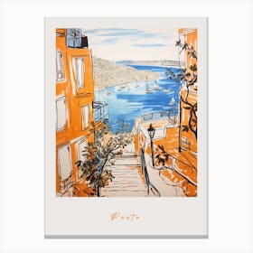 Porto Portugal Orange Drawing Poster Canvas Print