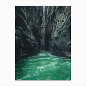 Green Water In A Canyon Canvas Print