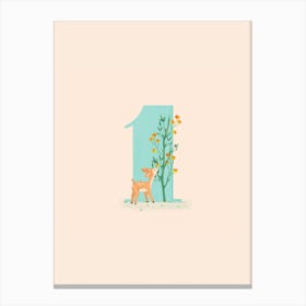Letter 1 Fawn Canvas Print