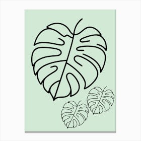 Line Art Monstera Leaf Minimalist Canvas Print