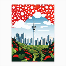 Auckland, Illustration In The Style Of Pop Art 4 Canvas Print