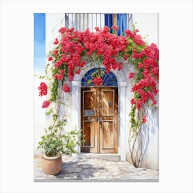 Cagliari, Italy   Mediterranean Doors Watercolour Painting 4 Canvas Print
