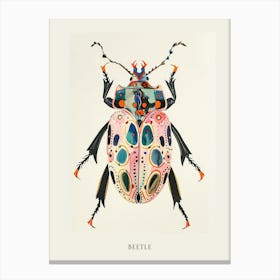 Colourful Insect Illustration Beetle 21 Poster Canvas Print