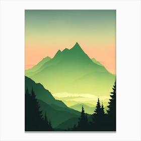 Misty Mountains Vertical Composition In Green Tone 25 Canvas Print
