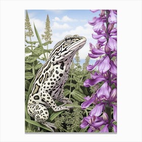 Leopard Frog Botanical Purple 1 Canvas Print
