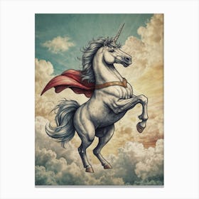 Unicorn Flying In The Sky Canvas Print