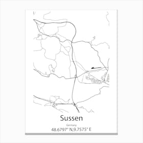 Sussen,Germany Minimalist Map Canvas Print