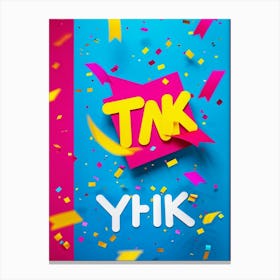 A Vibrant Graphic Design Featuring A Three Dimensional Lettering Thank You Floating Amidst Confe (6) Canvas Print