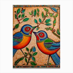 Default Traditional Madhubani Style Painting Of Birds On A Tex 0 Canvas Print