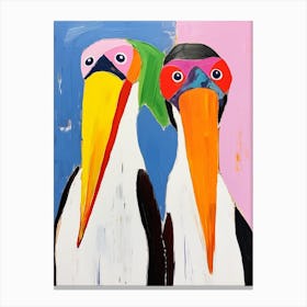 Colourful Kids Animal Art Pelican 5 Canvas Print