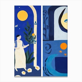 Moon And Flowers Canvas Print