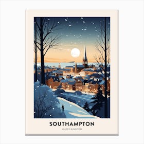 Winter Night  Travel Poster Southampton United Kingdom Canvas Print