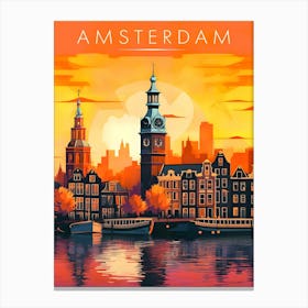 Amsterdam Retro Travel Canvas Print