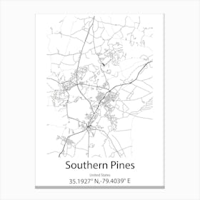 Southern Pines,United States Minimalist Map Canvas Print