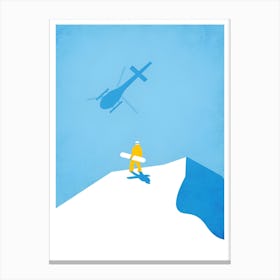 Skier With Helicopter Canvas Print