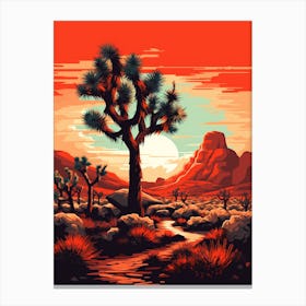 Silver Joshua Tree In Retro Illustration Canvas Print