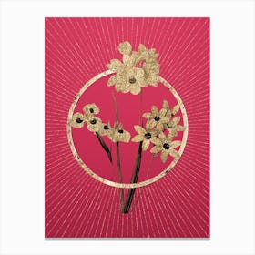 Gold Corn Lily Glitter Ring Botanical Art on Viva Magenta n.0013 Canvas Print
