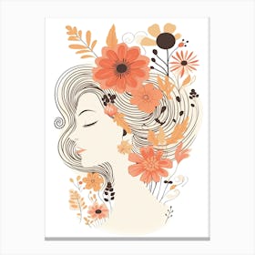 Bloom Body Woman Neutral Colours Boho Style 6 Canvas Print